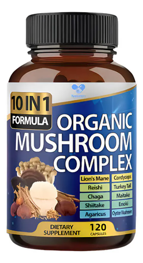 Organic Mushroom Complex Hongo 10 En 1 Melena De León 120 Cp