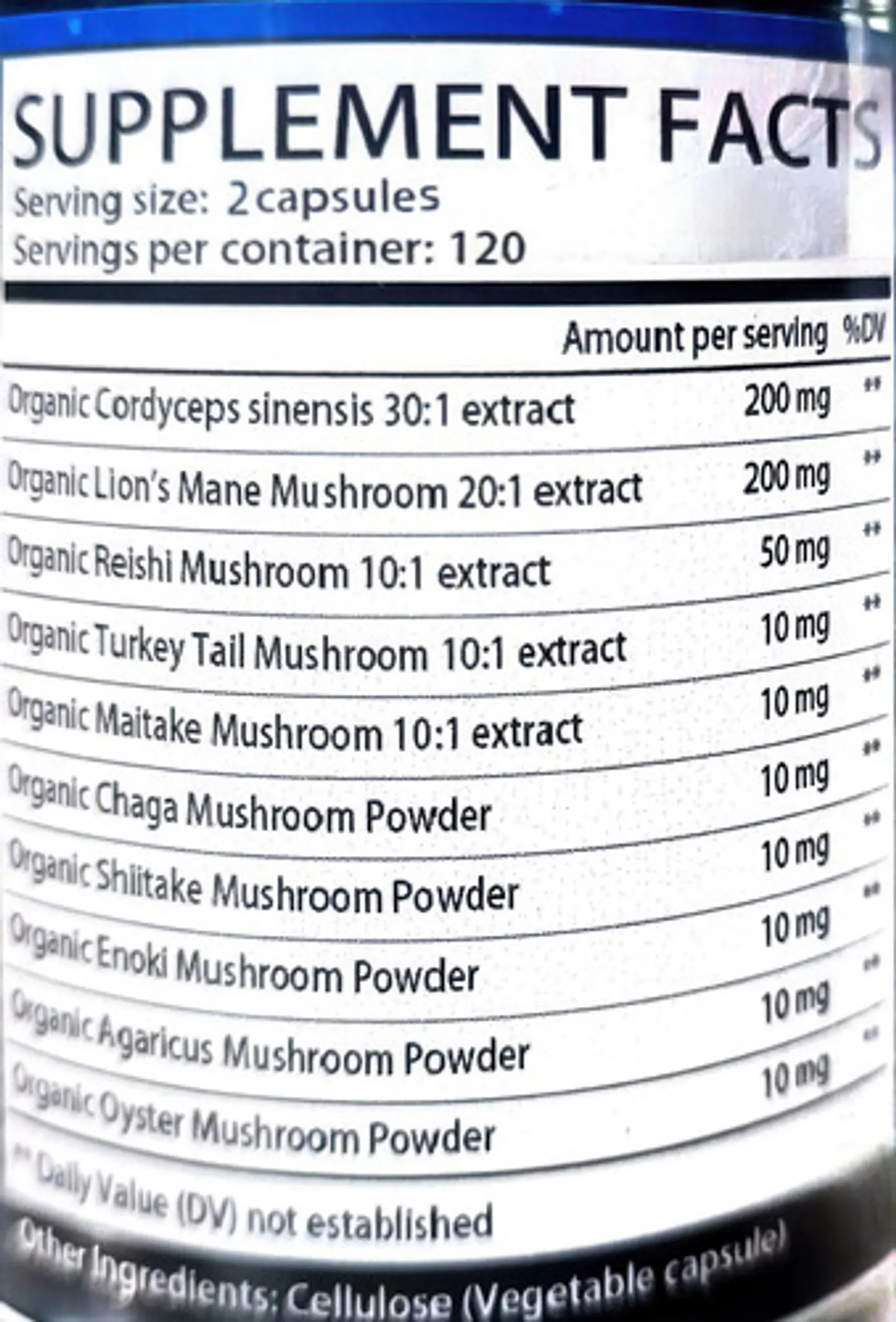 Organic Mushroom Complex Hongo 10 En 1 Melena De León 120 Cp 2