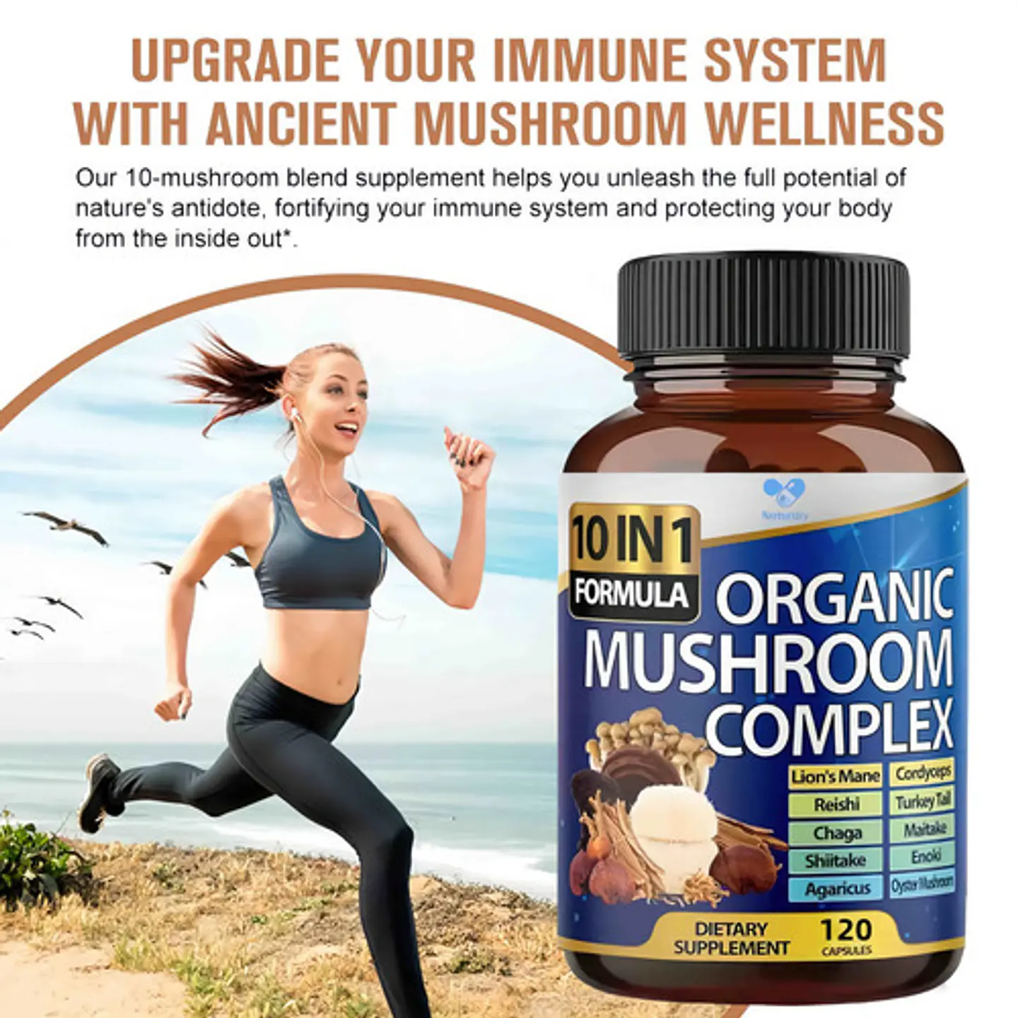 Organic Mushroom Complex Hongo 10 En 1 Melena De León 120 Cp 3