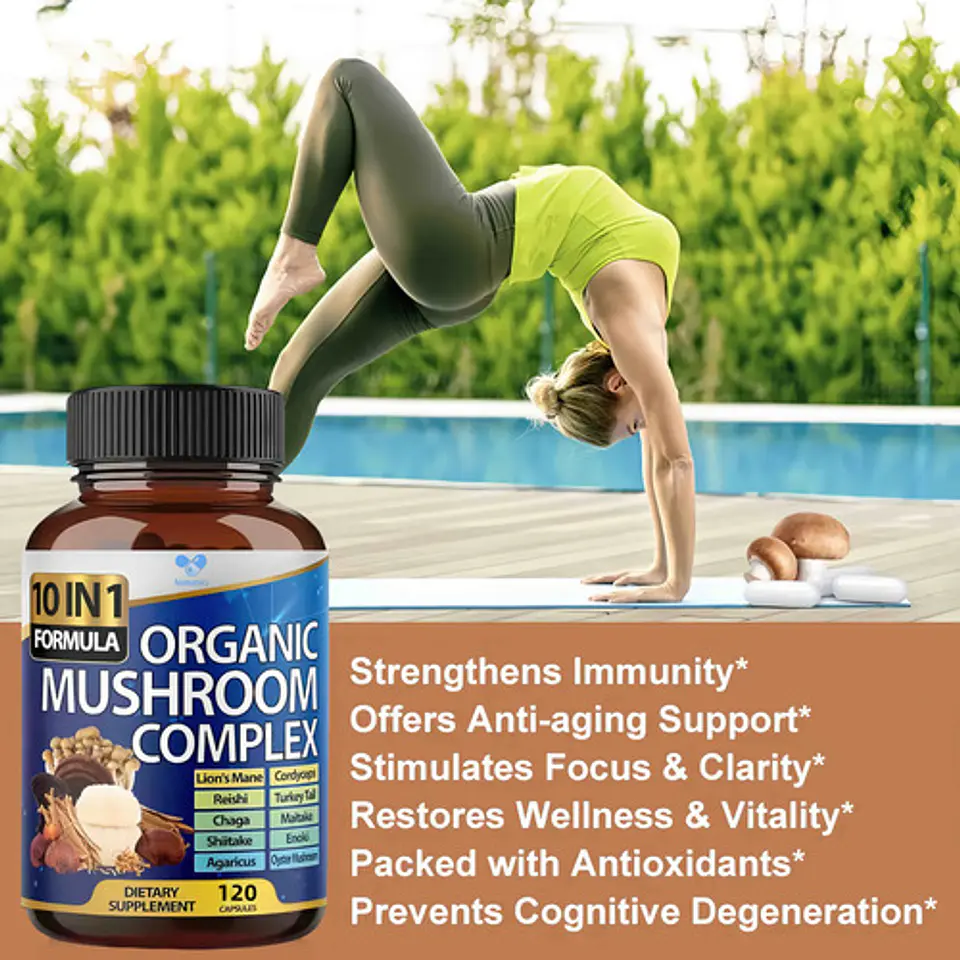 Organic Mushroom Complex Hongo 10 En 1 Melena De León 120 Cp 4
