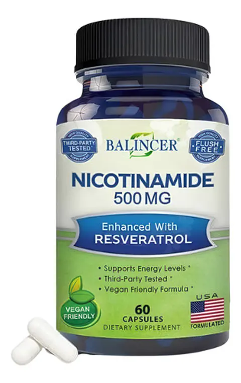 Nicotinamida Balincer 500Mg Resveratrol 60 Cápsulas Sin Gluten Vegano Sin Sabor