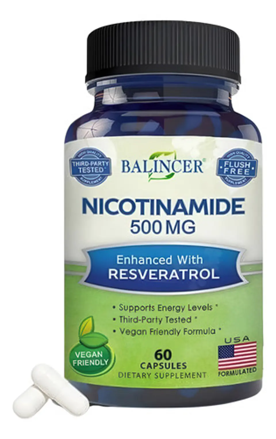 Nicotinamida Balincer 500Mg Resveratrol 60 Cápsulas Sin Gluten Vegano Sin Sabor 1
