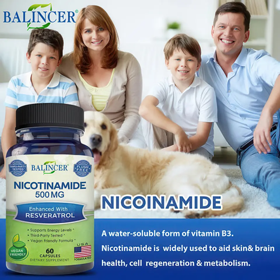 Nicotinamida Balincer 500Mg Resveratrol 60 Cápsulas Sin Gluten Vegano Sin Sabor 5