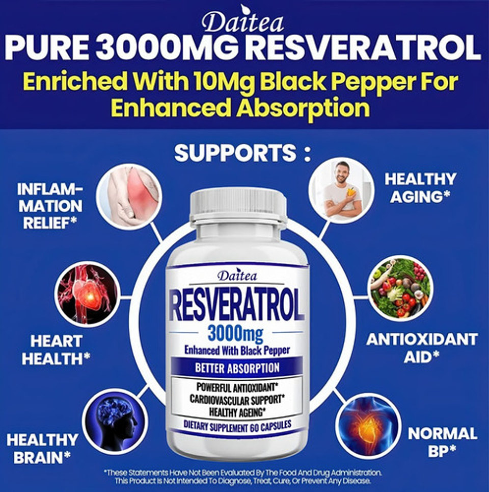Resveratrol 3000 Mg 60 Cápsulas Suplemento Original 8