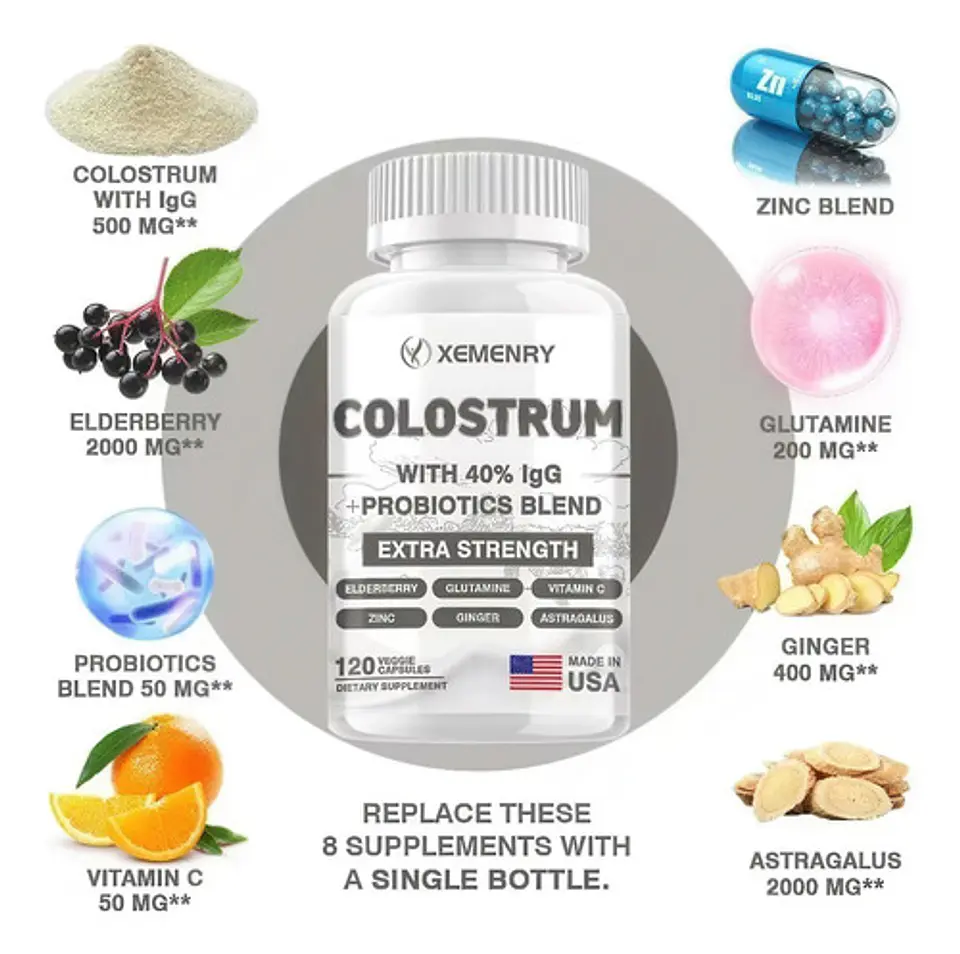 Calostro Bovino Colostrum 40%Igg Y Probióticos 120 Cápsulas 3