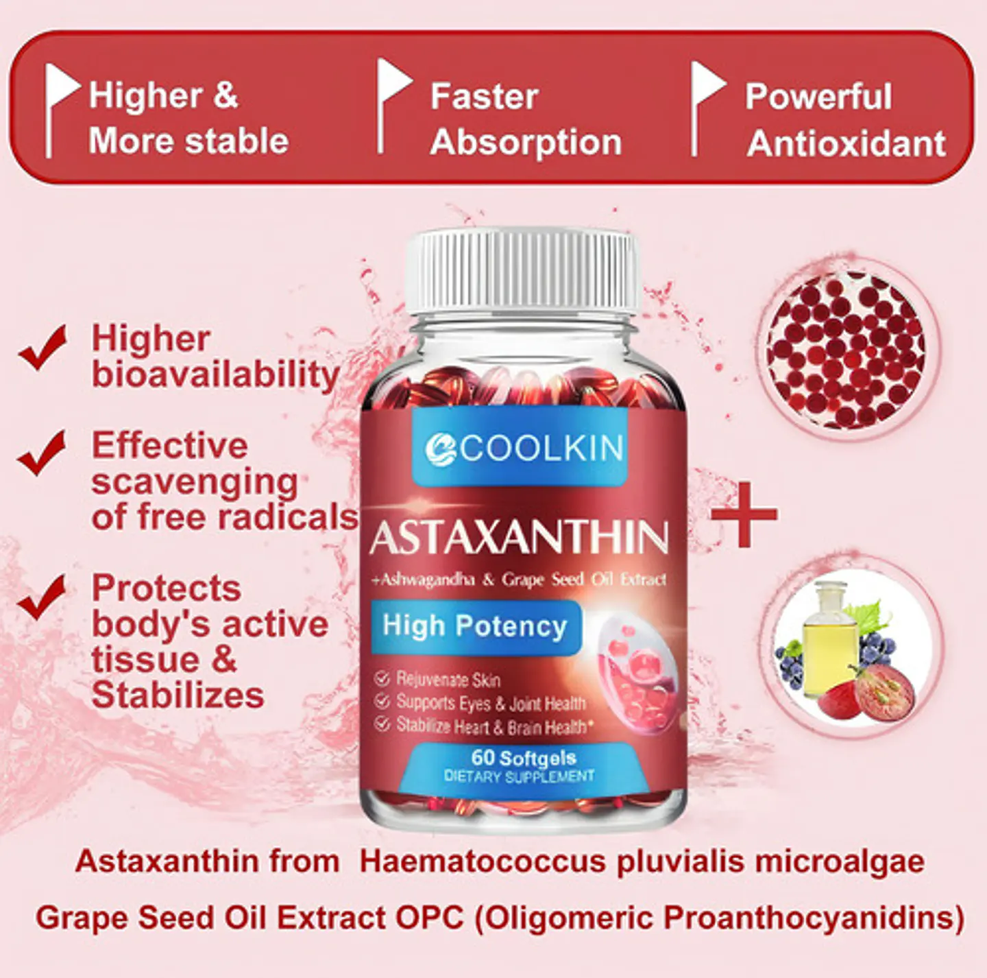 Astaxantina 24Mg Con Aceite De Uva Y Ashwagandha 60 Cápsulas 5