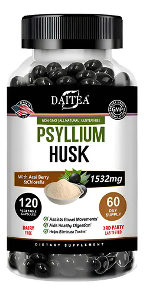 Psyllium Husk Enzimas Digestivas Control De Peso 120 Cáp