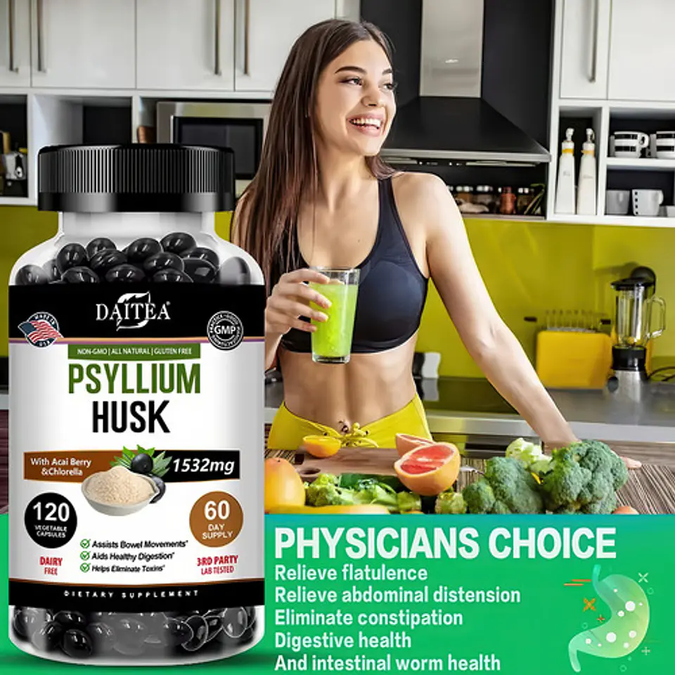 Psyllium Husk Enzimas Digestivas Control De Peso 120 Cáp 6