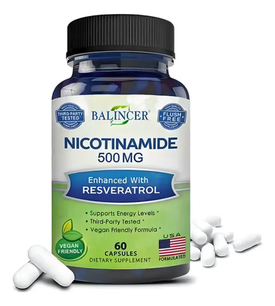 Nicotinamida Balincer 500Mg Resveratrol 60 Cápsulas Sin Gluten Vegano Sin Sabor 1