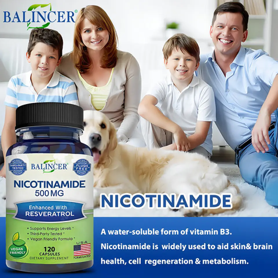 Nicotinamida Balincer 500Mg Resveratrol 60 Cápsulas Sin Gluten Vegano Sin Sabor 3