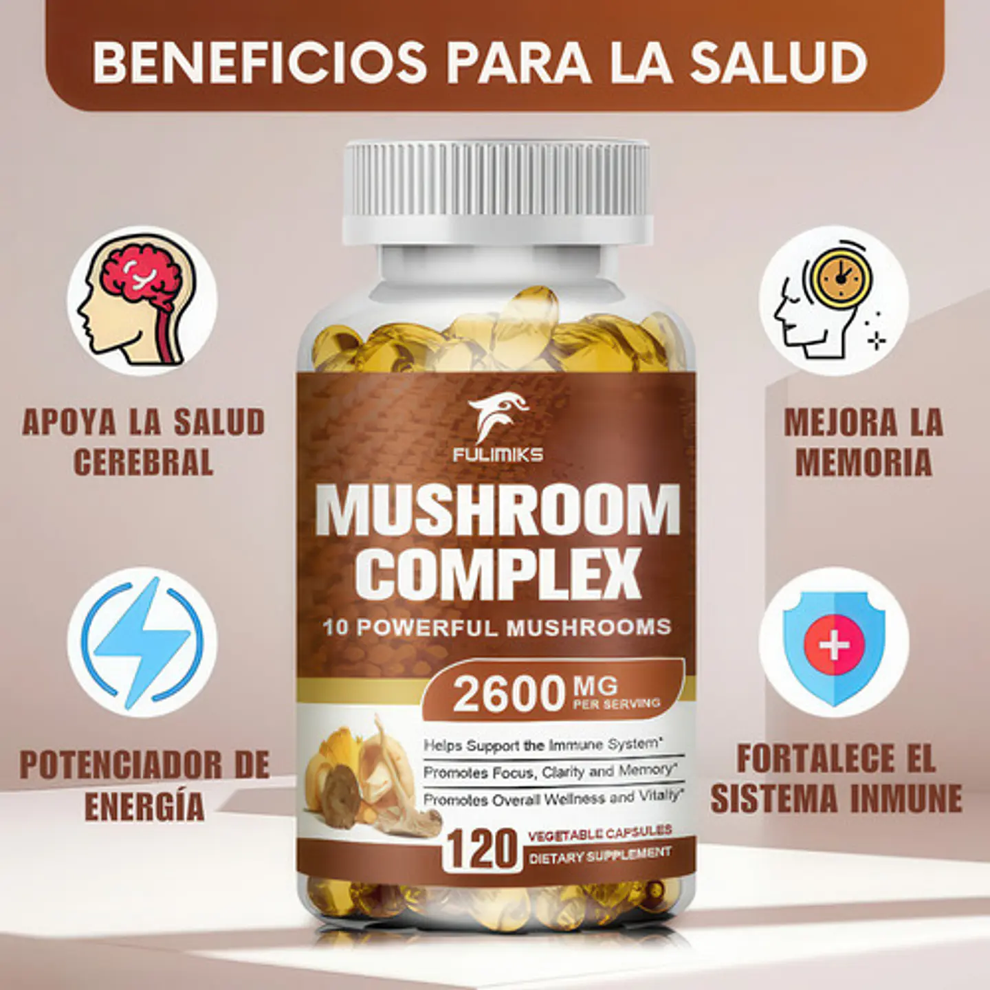 Melena De León Mushroom Complex Softgels 120 Unidades 3