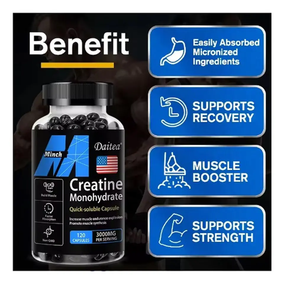 Creatina Monohydrate 120 Capsulas 3000Mg Sabor Sin Sabor 4