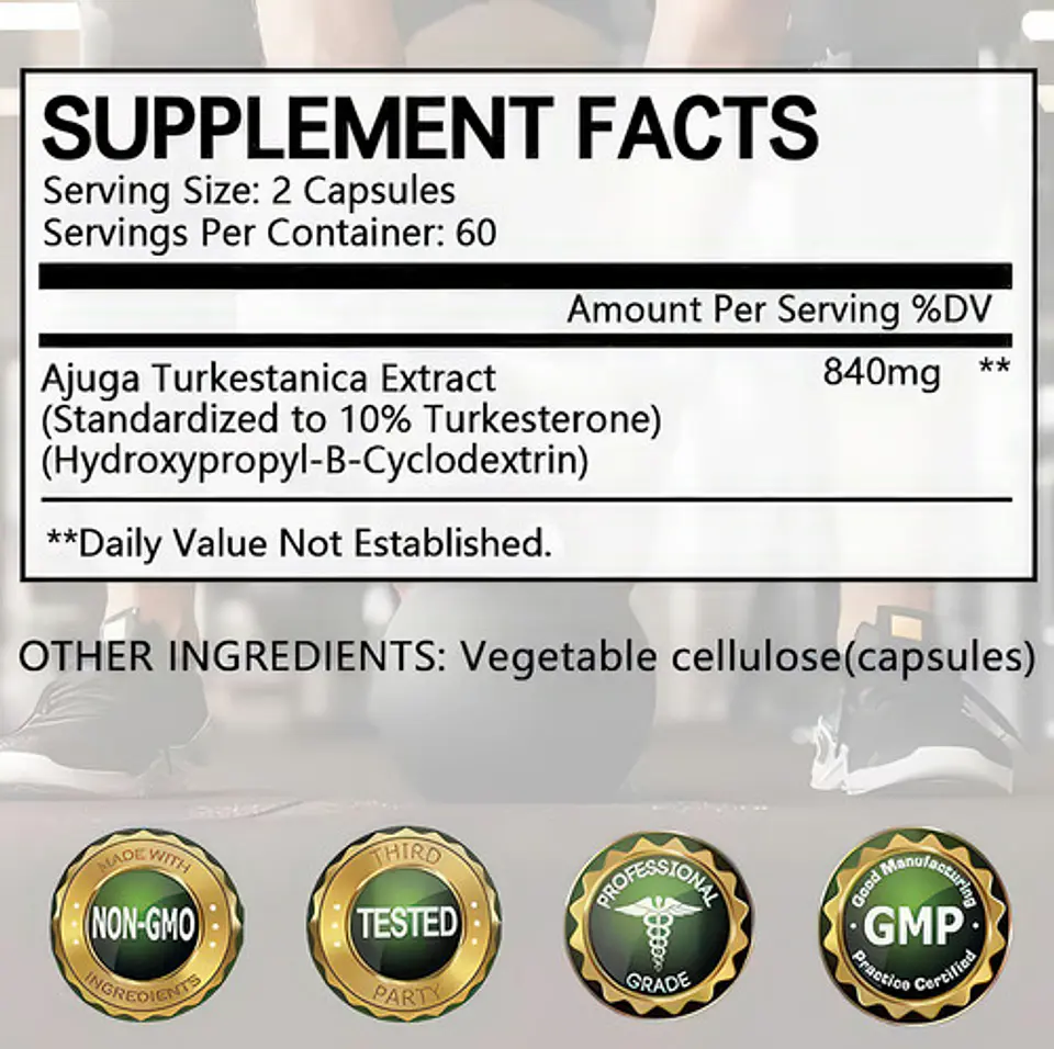 Turkesterone 840Mg Potenciador Muscular De 120 Cápsulas Sabor Sin Sabor 2