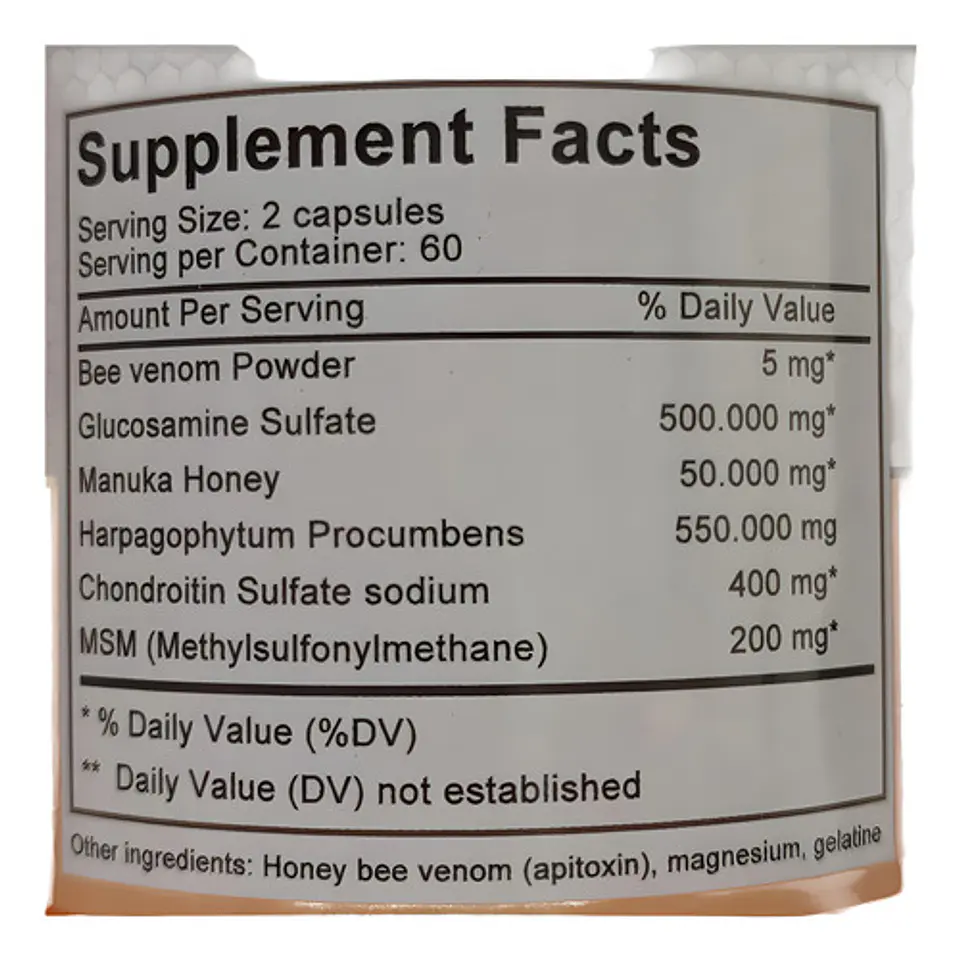 Extracto Veneno De Abeja + Glucosamina Premium 120 Cápsulas 2