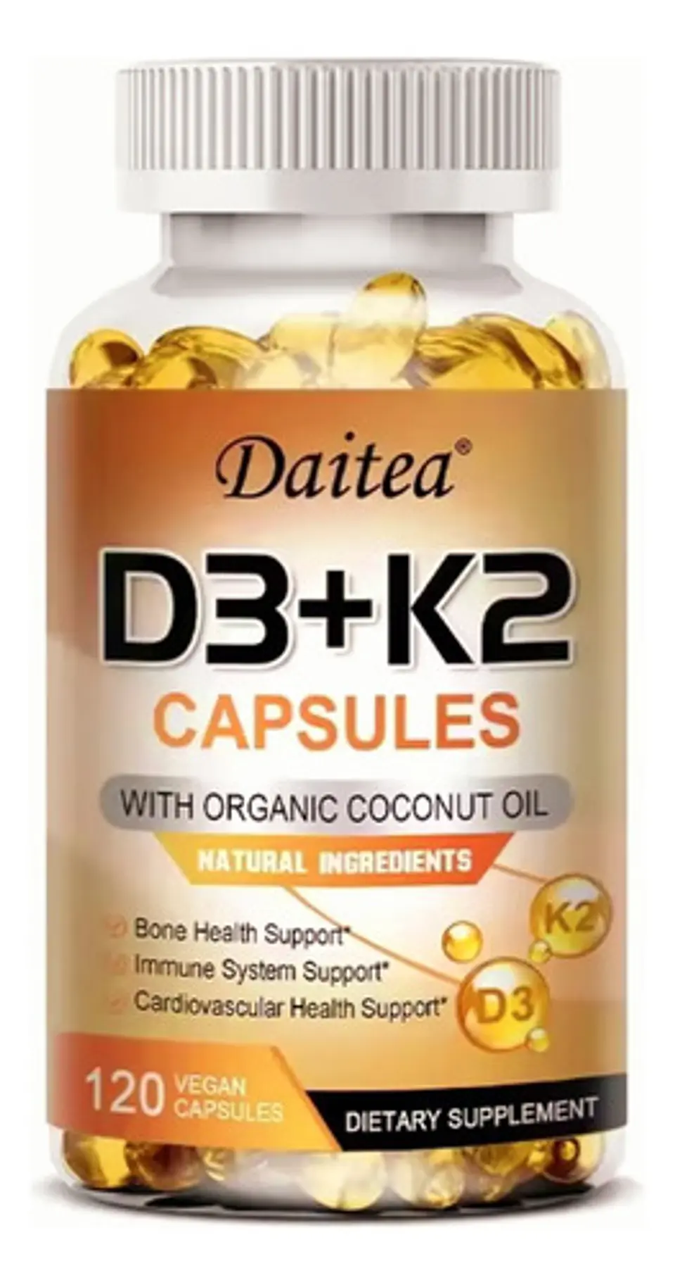 Vitamina D3 Daitea 120Caps. 5000 Ui+ Vitak2 Sist.Inmune,Óseo Sabor Sin Sabor 1