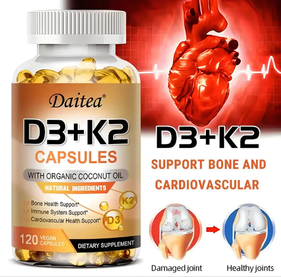 Vitamina D3 Daitea 120Caps. 5000 Ui+ Vitak2 Sist.Inmune,Óseo Sabor Sin Sabor 3