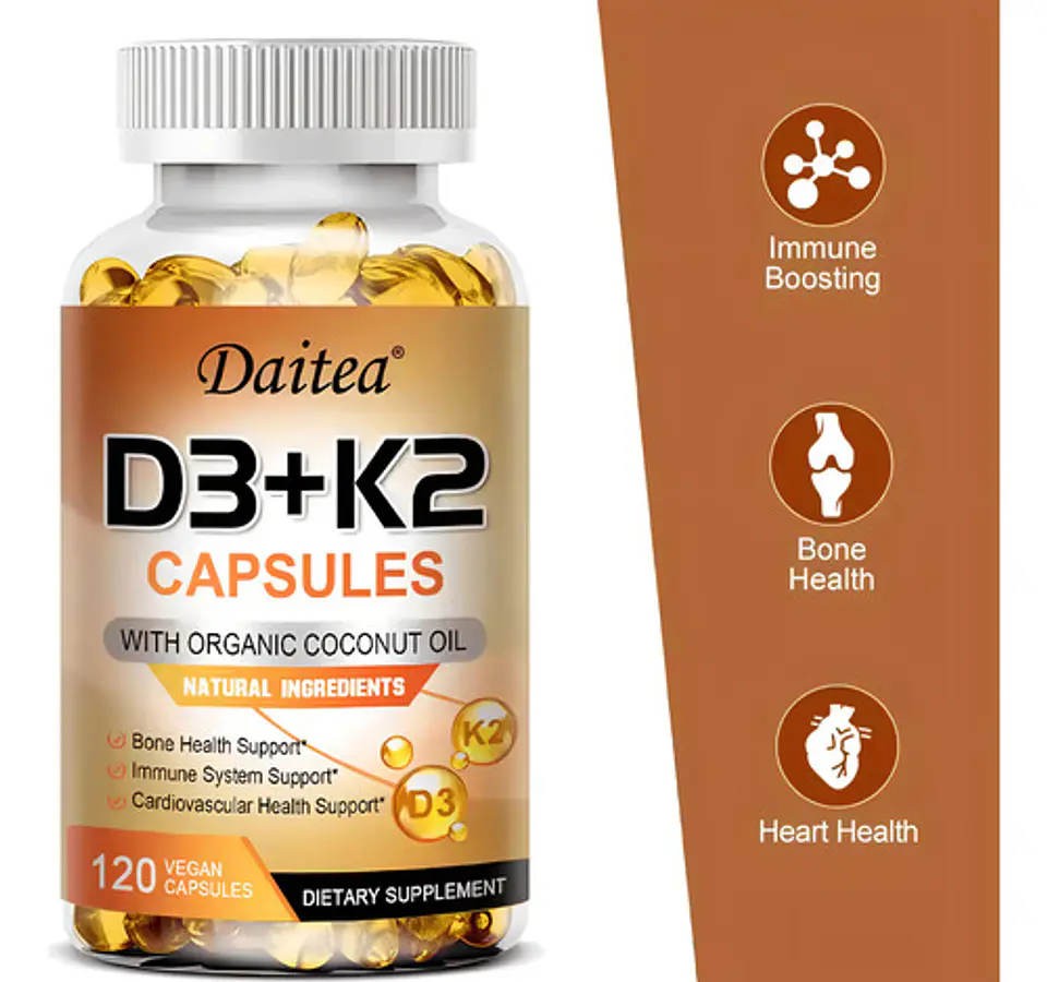 Vitamina D3 Daitea 120Caps. 5000 Ui+ Vitak2 Sist.Inmune,Óseo Sabor Sin Sabor 6