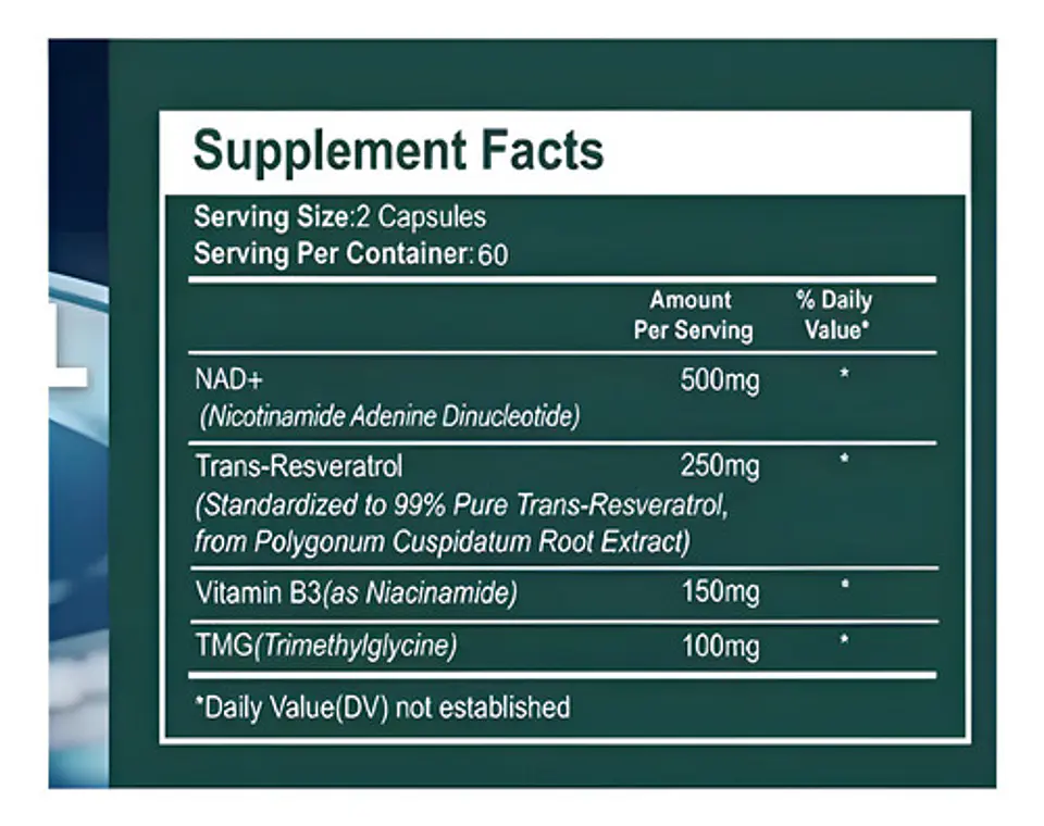 NAD+ Resveratrol Balincer 120 Capsulas sin Sabor 10