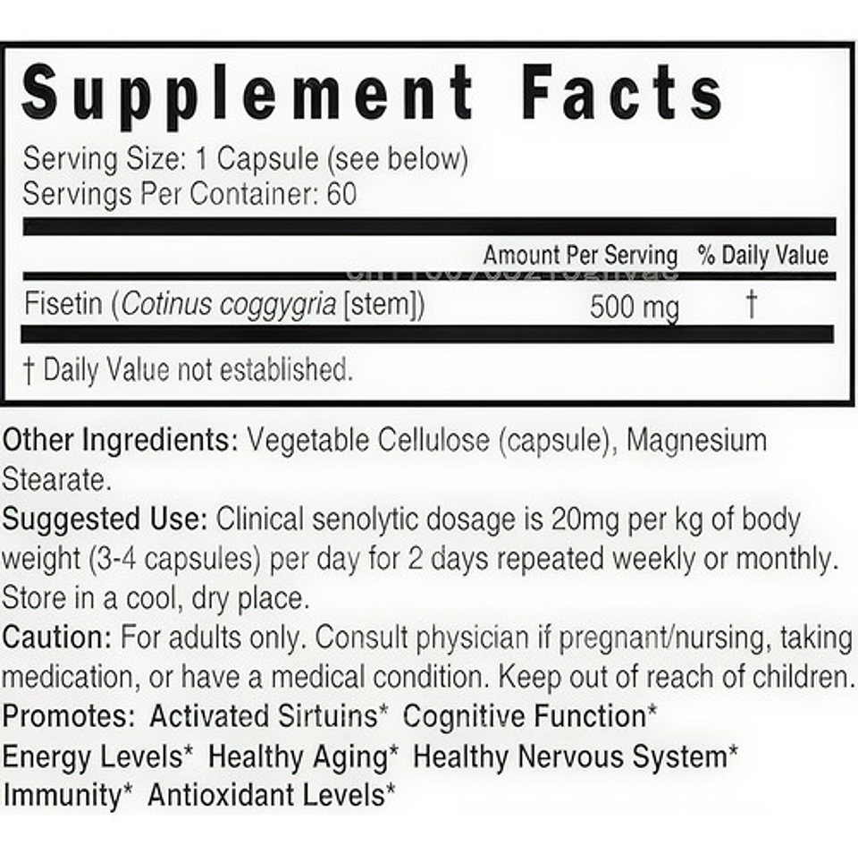 Fisetin 500mg  Máxima Biodisponibilidad Polifenol 60 Cápsula 2