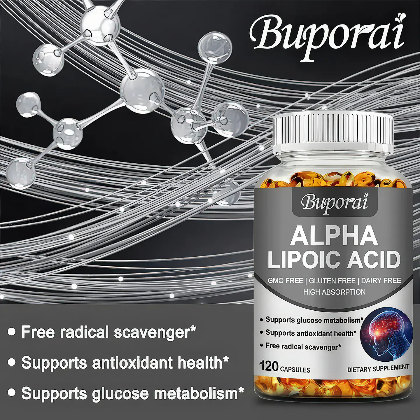 Ácido Alfa Lipoico Buporai 120 Cápsulas - Suplemento Natural 5