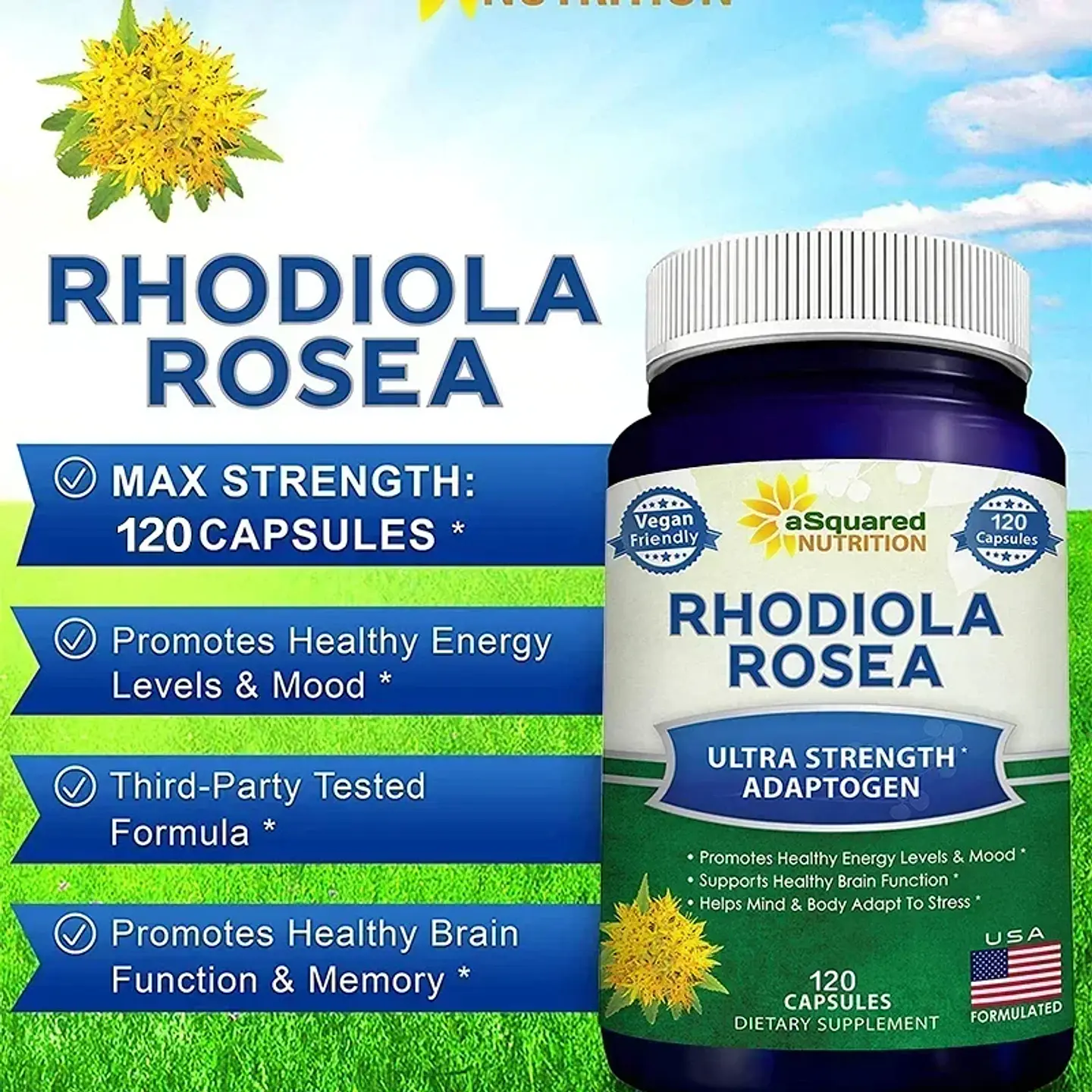 Rhodiola Rosea 1000Mg Mejora El Estrés 120 Cápsulas 7