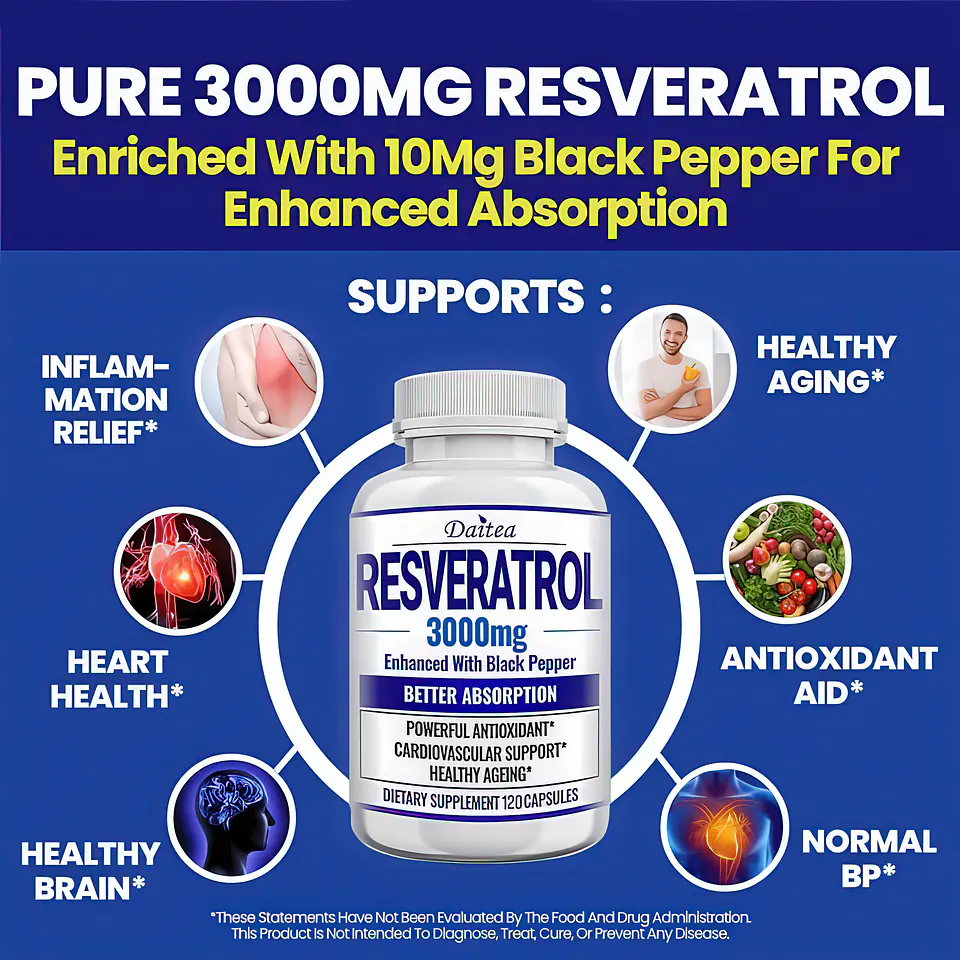 Daitea Resveratrol 3000 mg con Pimienta Negra - 120 Cápsulas 2
