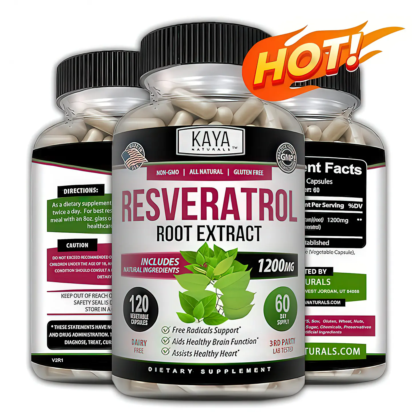 Kaya Naturals Resveratrol Extracto de Raíz 1200mg (50% Trans-Resveratrol) - 120 Cápsulas Vegetales 5