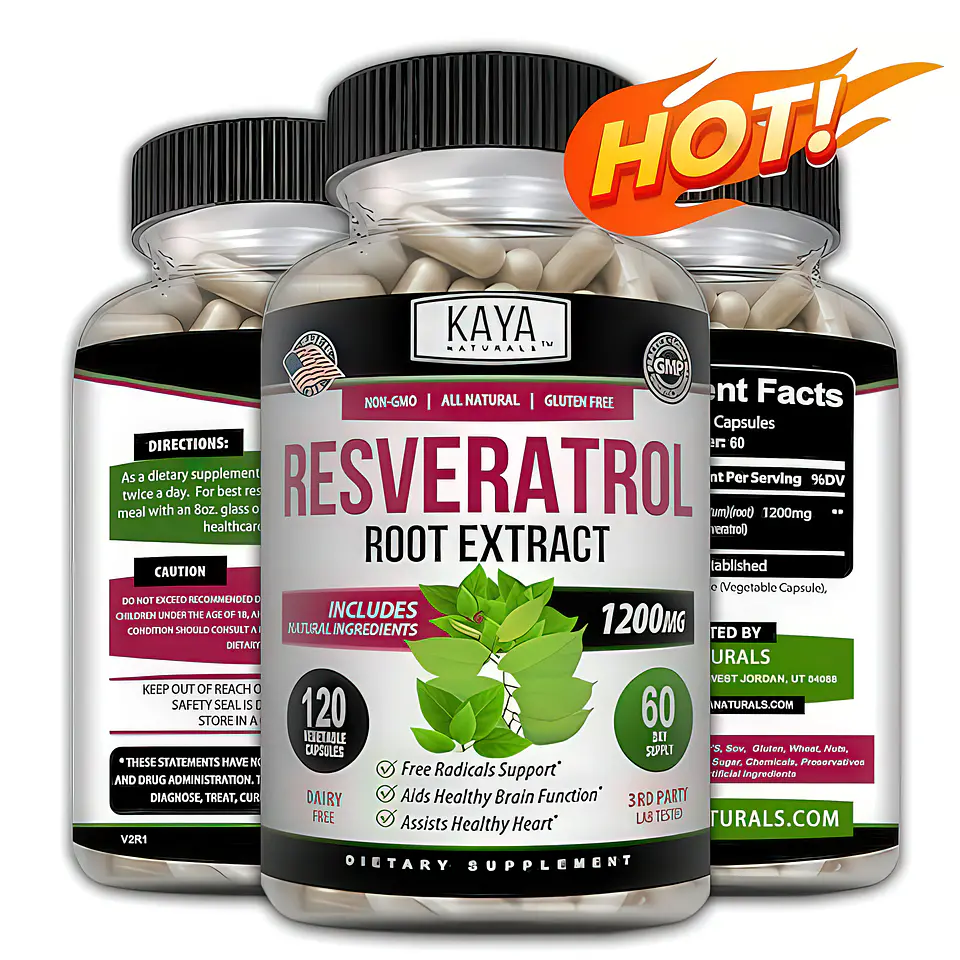 Kaya Naturals Resveratrol Extracto de Raíz 1200mg (50% Trans-Resveratrol) - 120 Cápsulas Vegetales 5