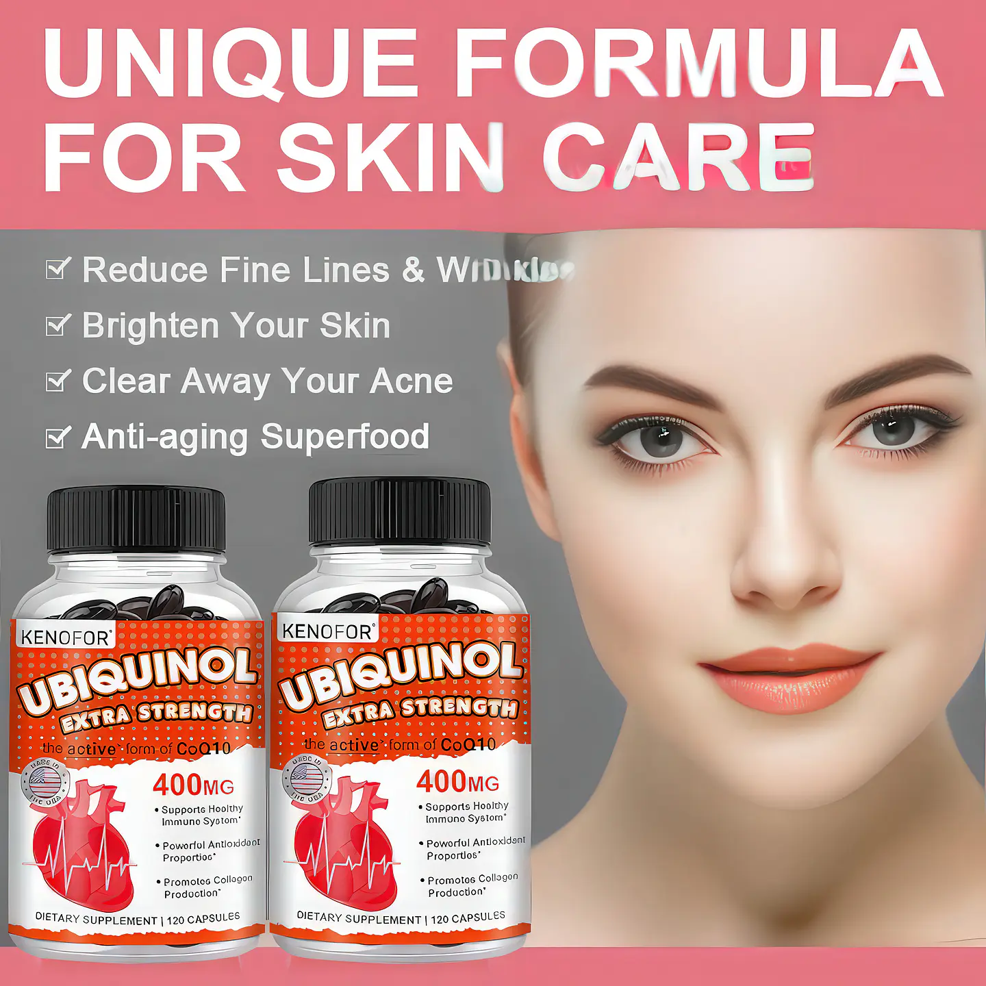 Kenofor Ubiquinol 400mg (CoQ10 Activa) con Vitamina E y Bioperine - 120 Cápsulas Vegetales 5