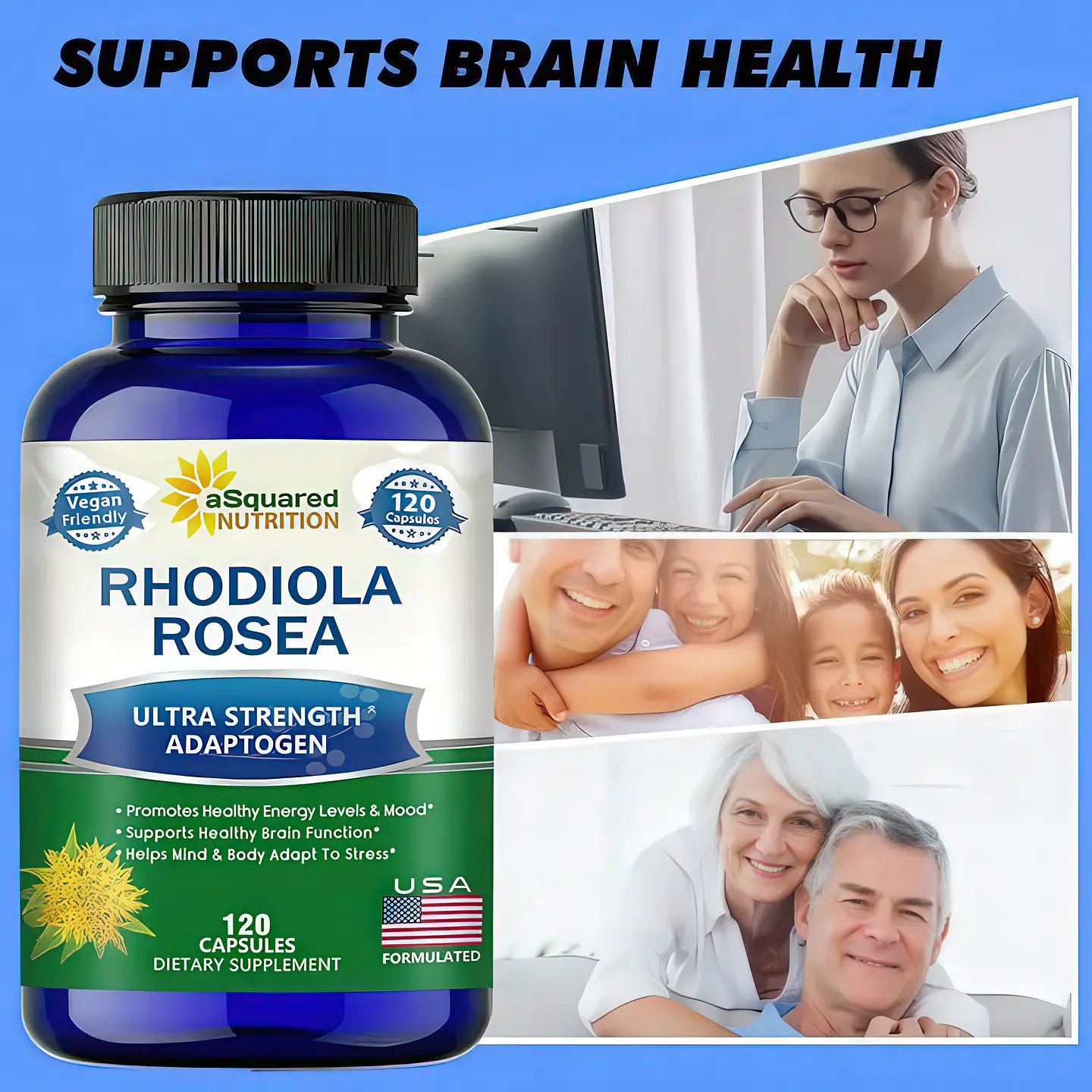 aSquared Nutrition Rhodiola Rosea Extracto Botánico - 120 Cápsulas Veganas 4