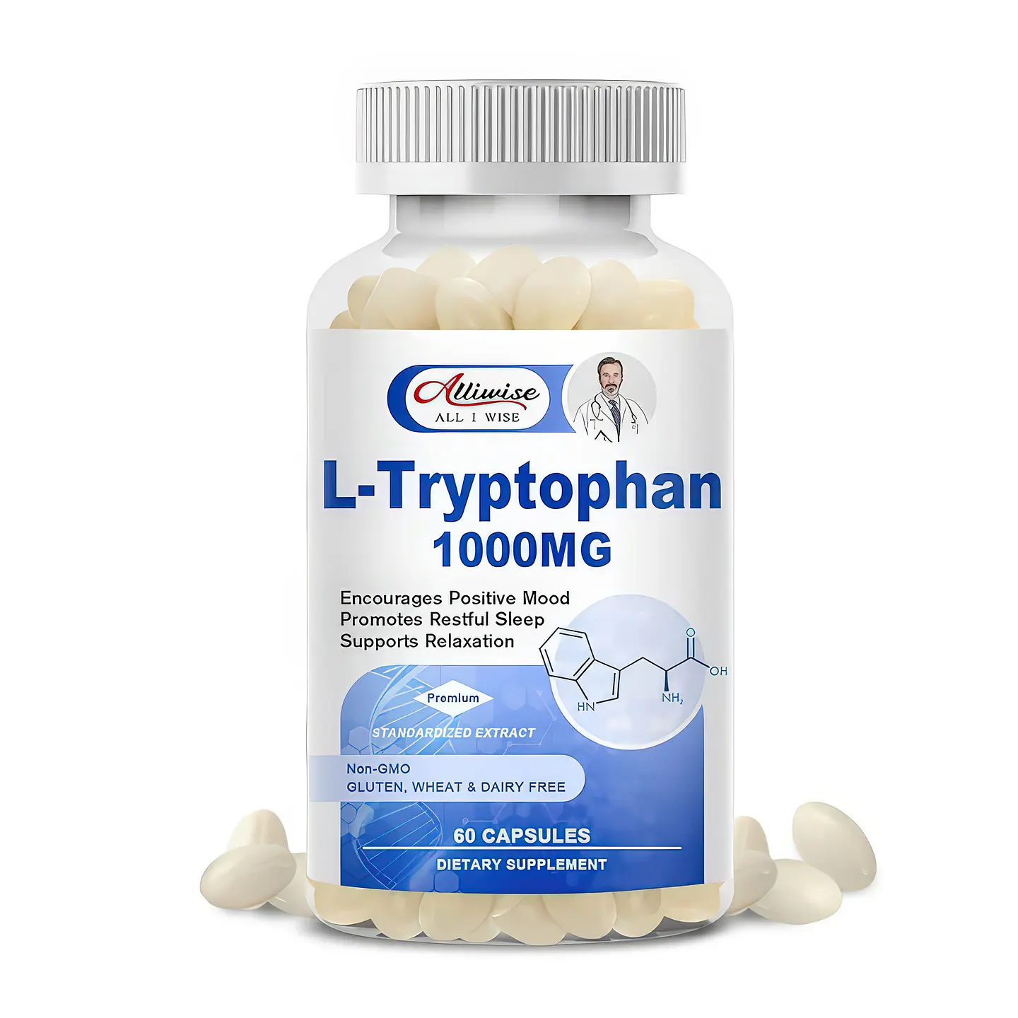 L-Triptófano 1000 mg Alliwise - 120 Cápsulas 1