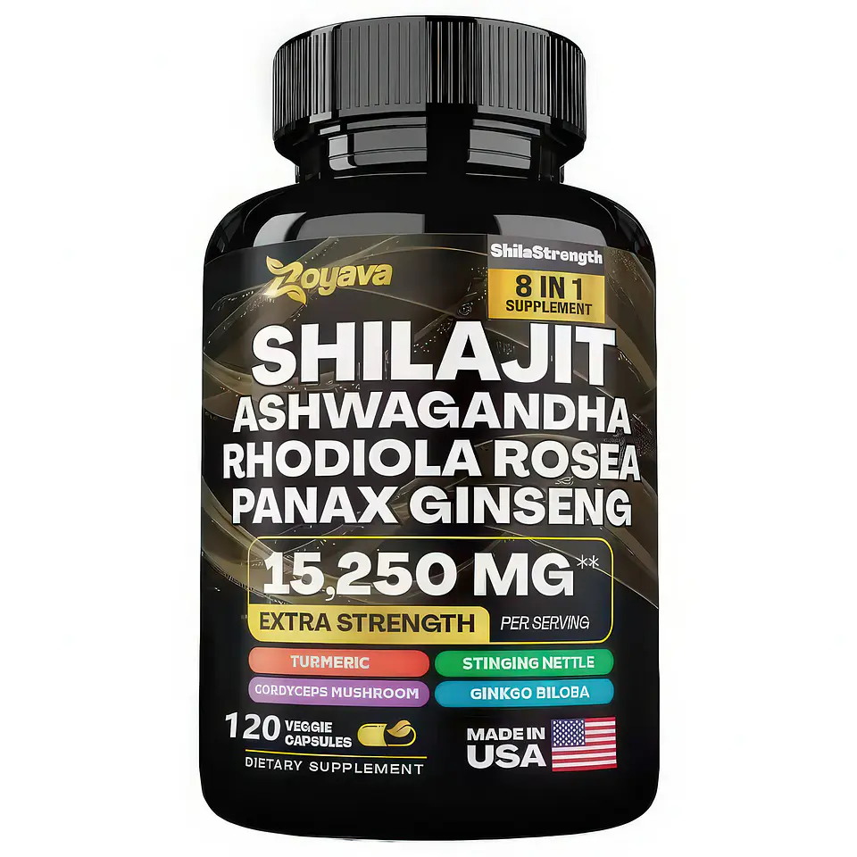 Zoyava Shilajit + Ashwagandha + Rhodiola + Panax 120 Cápsulas 1