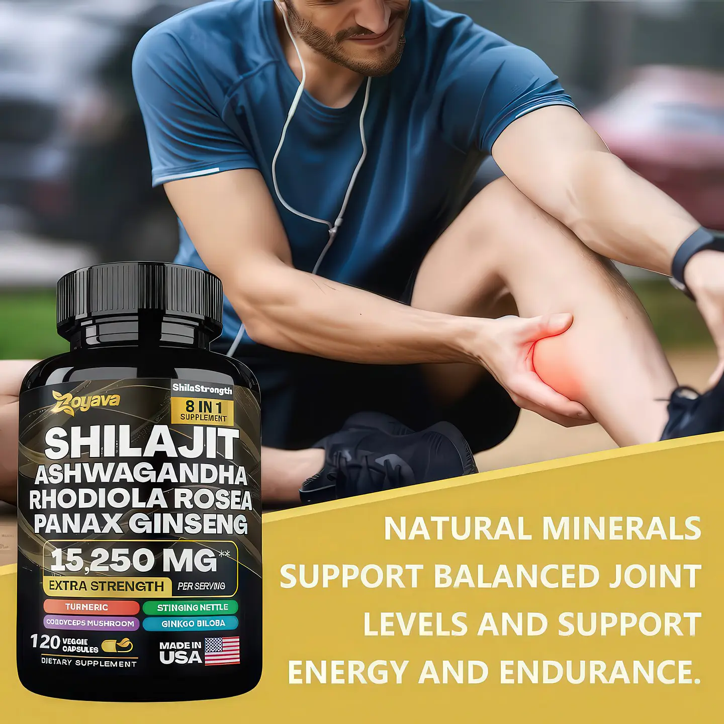 Zoyava Shilajit + Ashwagandha + Rhodiola + Panax 120 Cápsulas 2