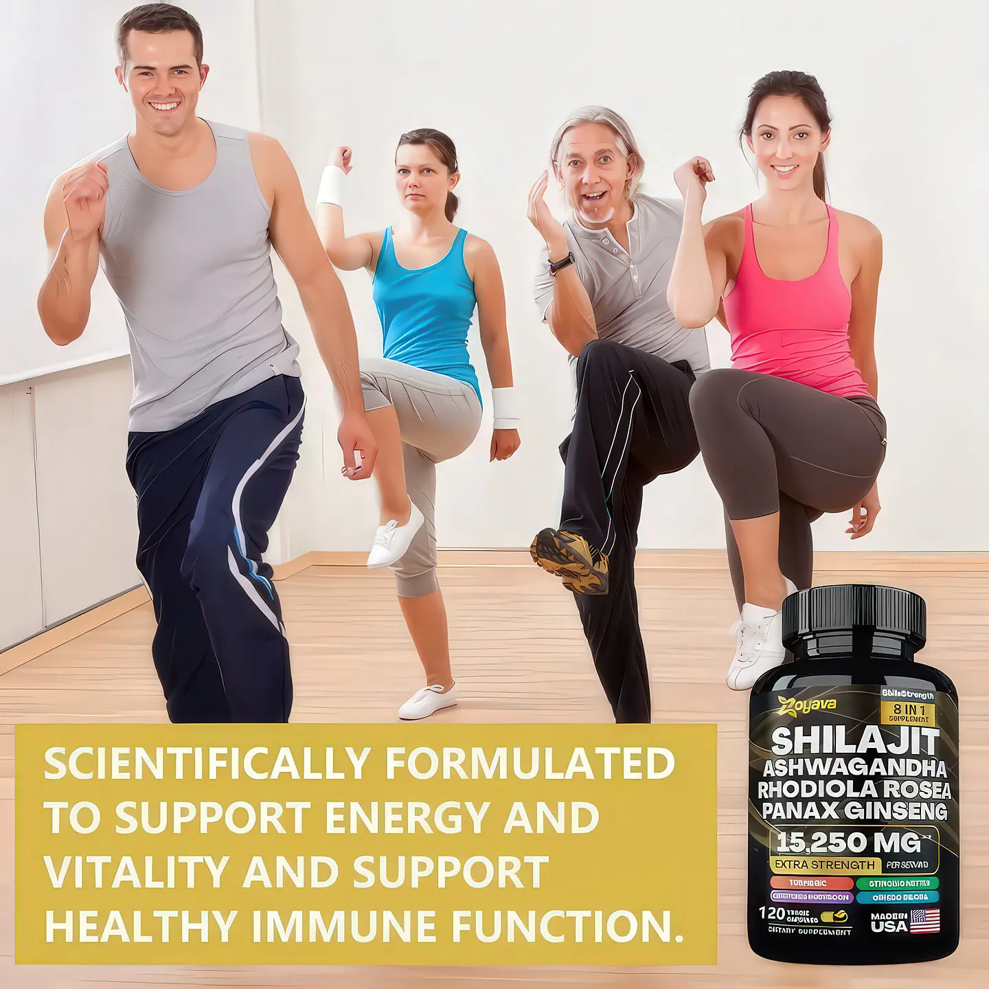Zoyava Shilajit + Ashwagandha + Rhodiola + Panax 120 Cápsulas 3