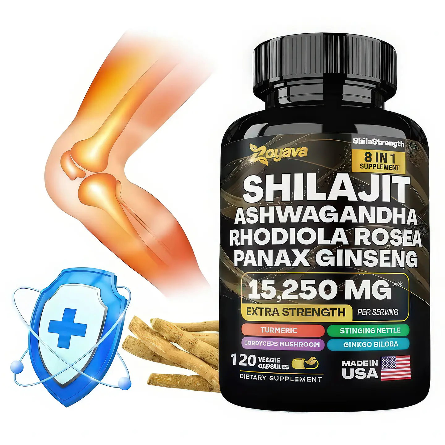 Zoyava Shilajit + Ashwagandha + Rhodiola + Panax 120 Cápsulas 4