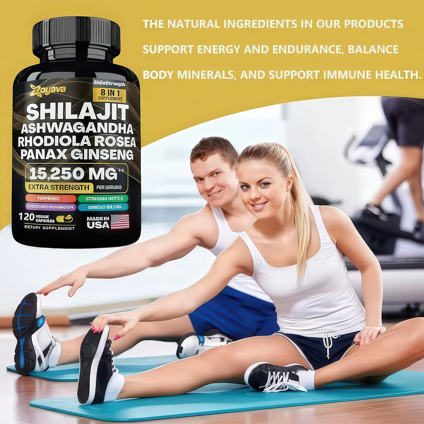 Zoyava Shilajit + Ashwagandha + Rhodiola + Panax 120 Cápsulas 6