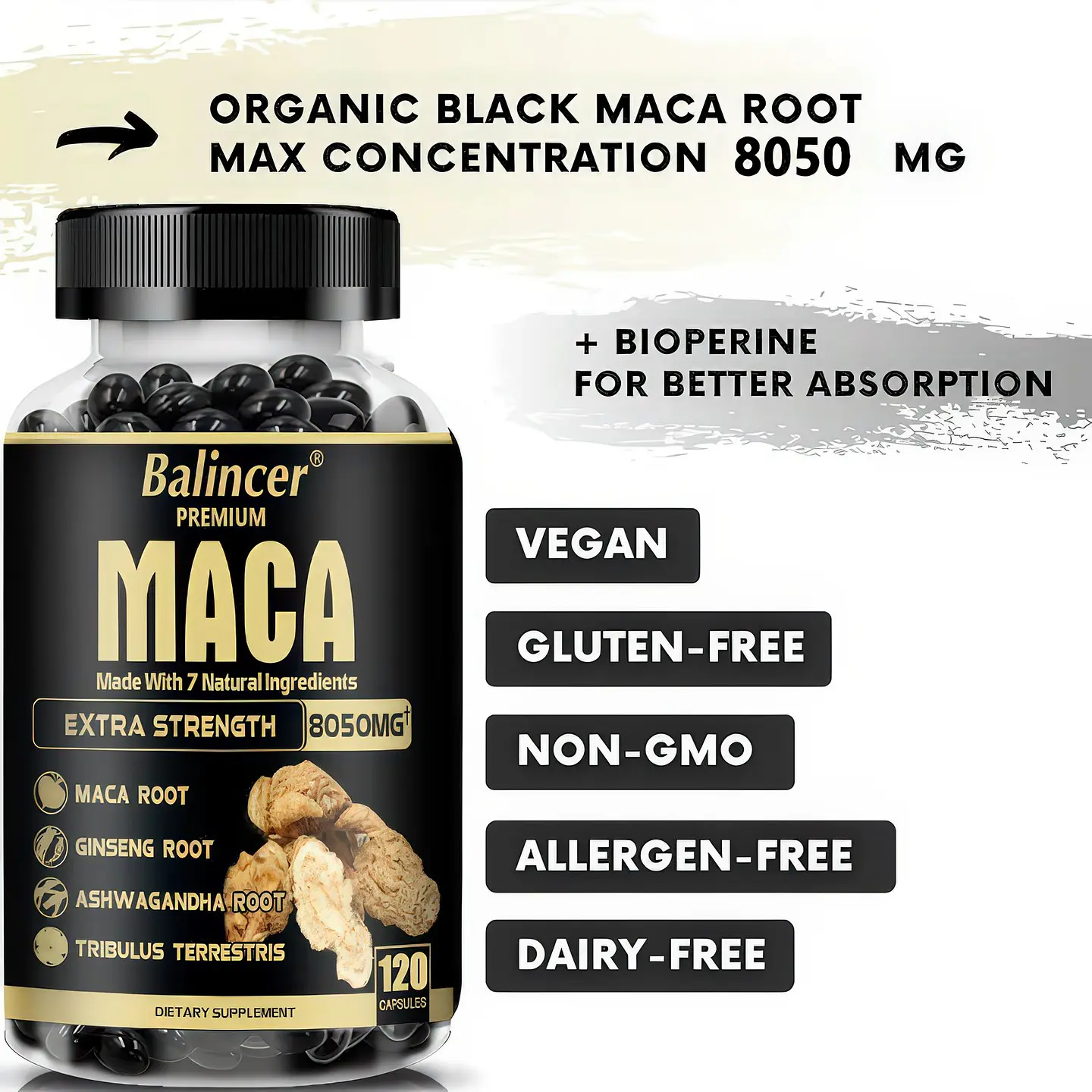 Balincer Premium Maca Extra Strength 8050 mg 120 Cápsulas 3