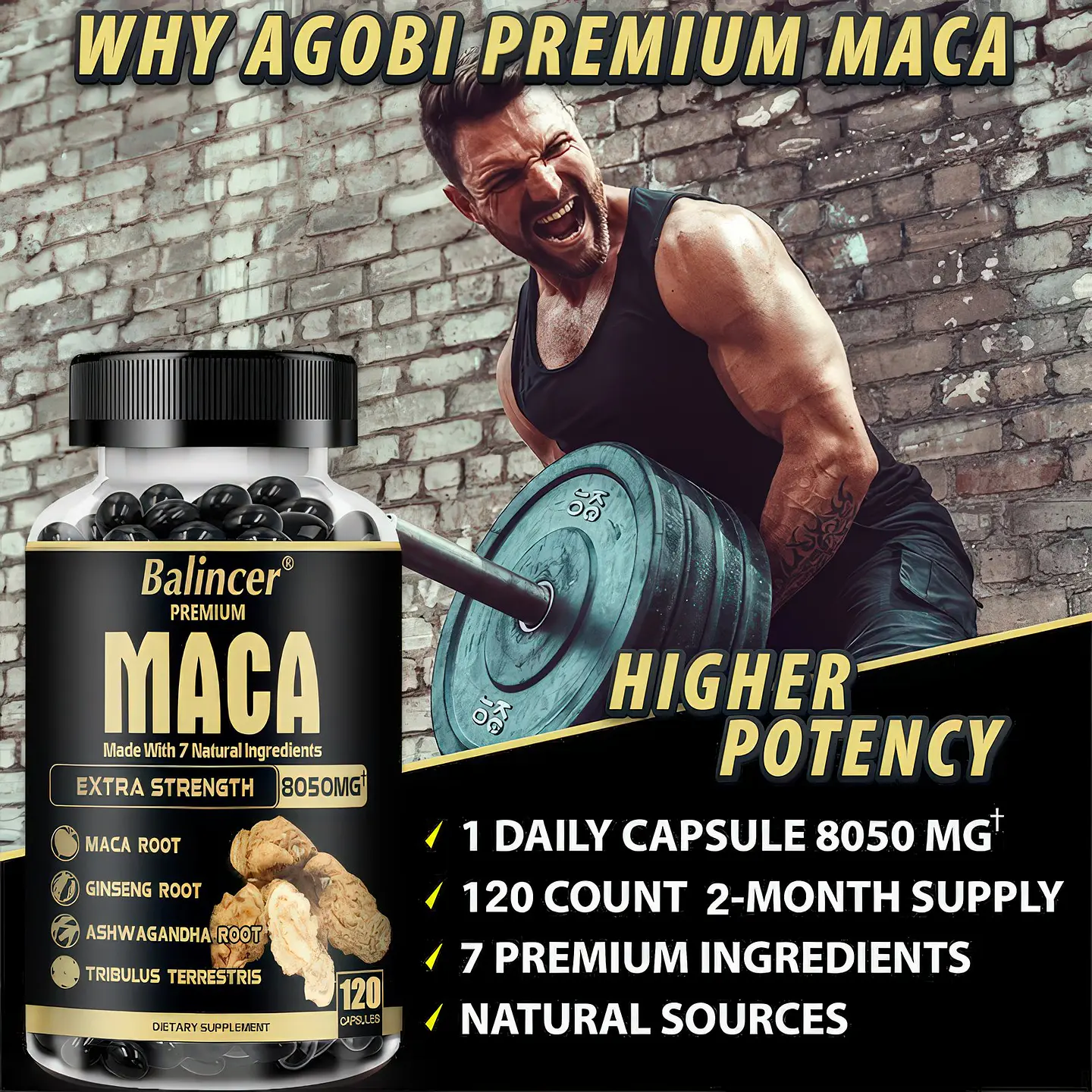 Balincer Premium Maca Extra Strength 8050 mg 120 Cápsulas 5