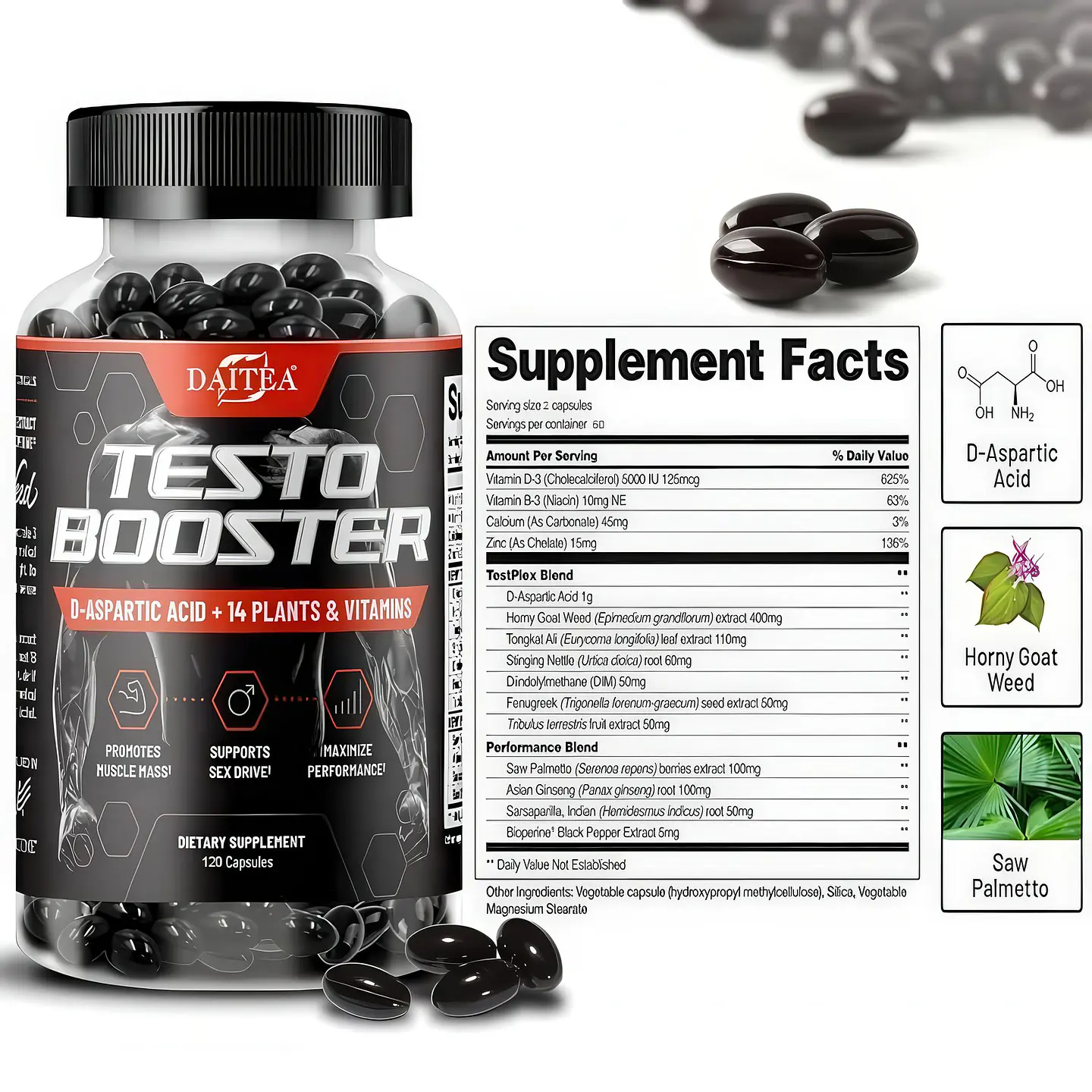 Daitea Testo Booster 120 Cápsulas 6