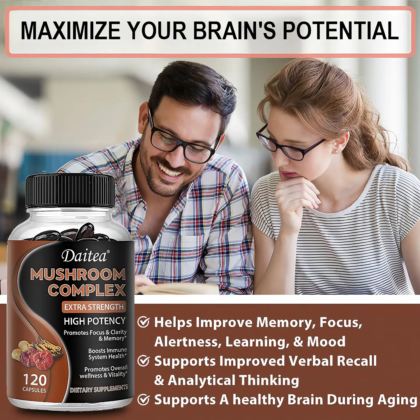 DAITEA Mushroom Complex Extra Strength (120 Cápsulas Blandas) 8