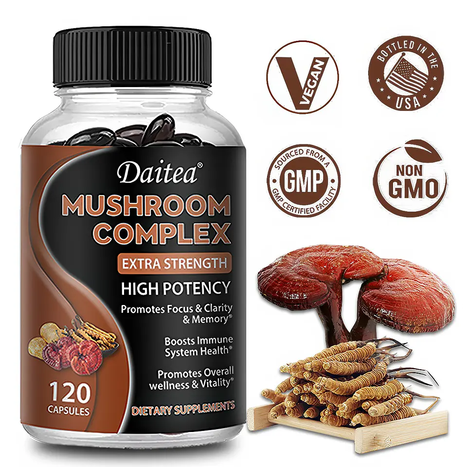 DAITEA Mushroom Complex Extra Strength (120 Cápsulas Blandas) 9