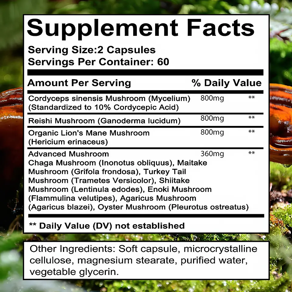 DAITEA Mushroom Complex Extra Strength (120 Cápsulas Blandas) 2