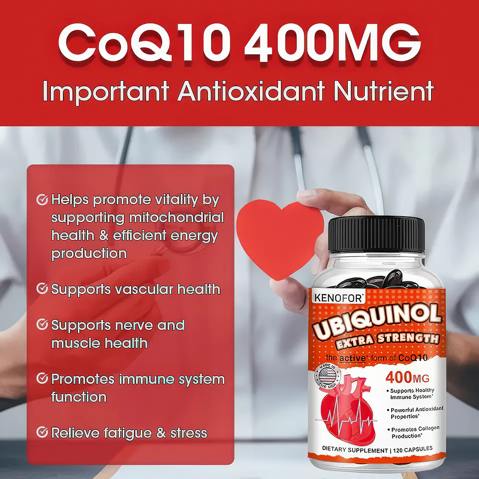 Kenofor Ubiquinol 400 mg (CoQ10 Activa) con Vitamina E y Bioperine - 120 Cápsulas Vegetales 4