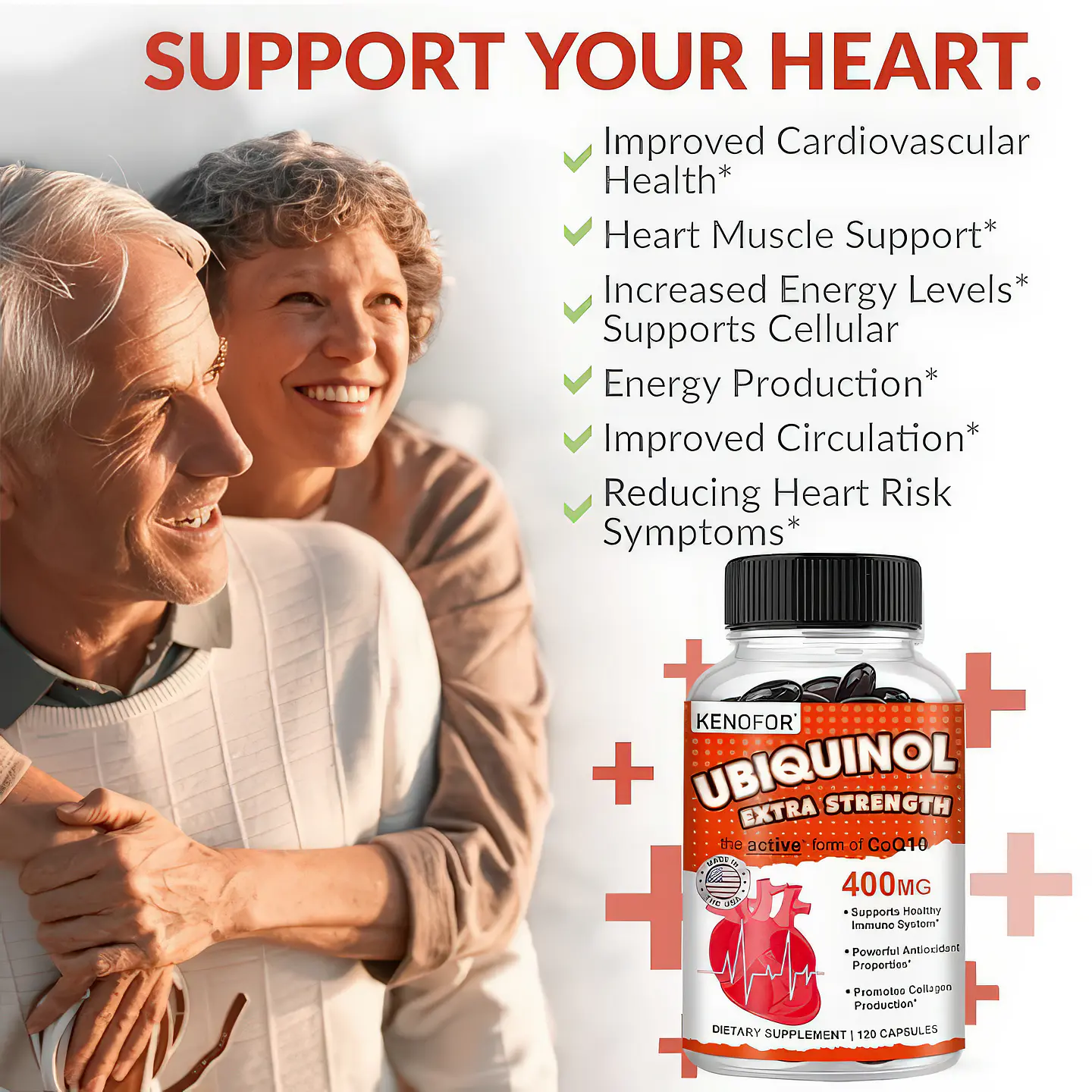 Kenofor Ubiquinol 400 mg (CoQ10 Activa) con Vitamina E y Bioperine - 120 Cápsulas Vegetales 6