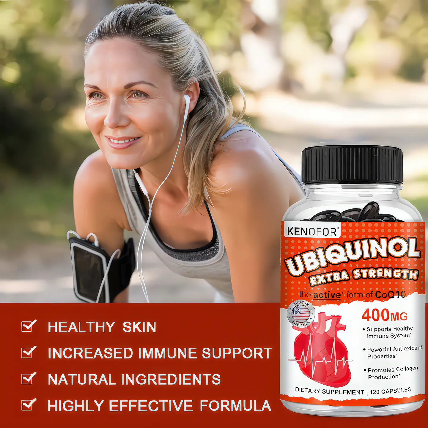 Kenofor Ubiquinol 400 mg (CoQ10 Activa) con Vitamina E y Bioperine - 120 Cápsulas Vegetales 8