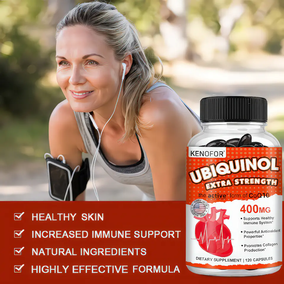 Kenofor Ubiquinol 400 mg (CoQ10 Activa) con Vitamina E y Bioperine - 120 Cápsulas Vegetales 8