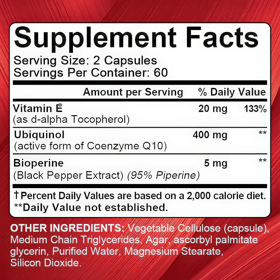 Kenofor Ubiquinol 400 mg (CoQ10 Activa) con Vitamina E y Bioperine - 120 Cápsulas Vegetales 2