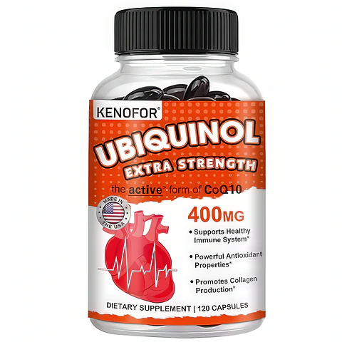 Kenofor Ubiquinol 400 mg (CoQ10 Activa) con Vitamina E y Bioperine - 120 Cápsulas Vegetales