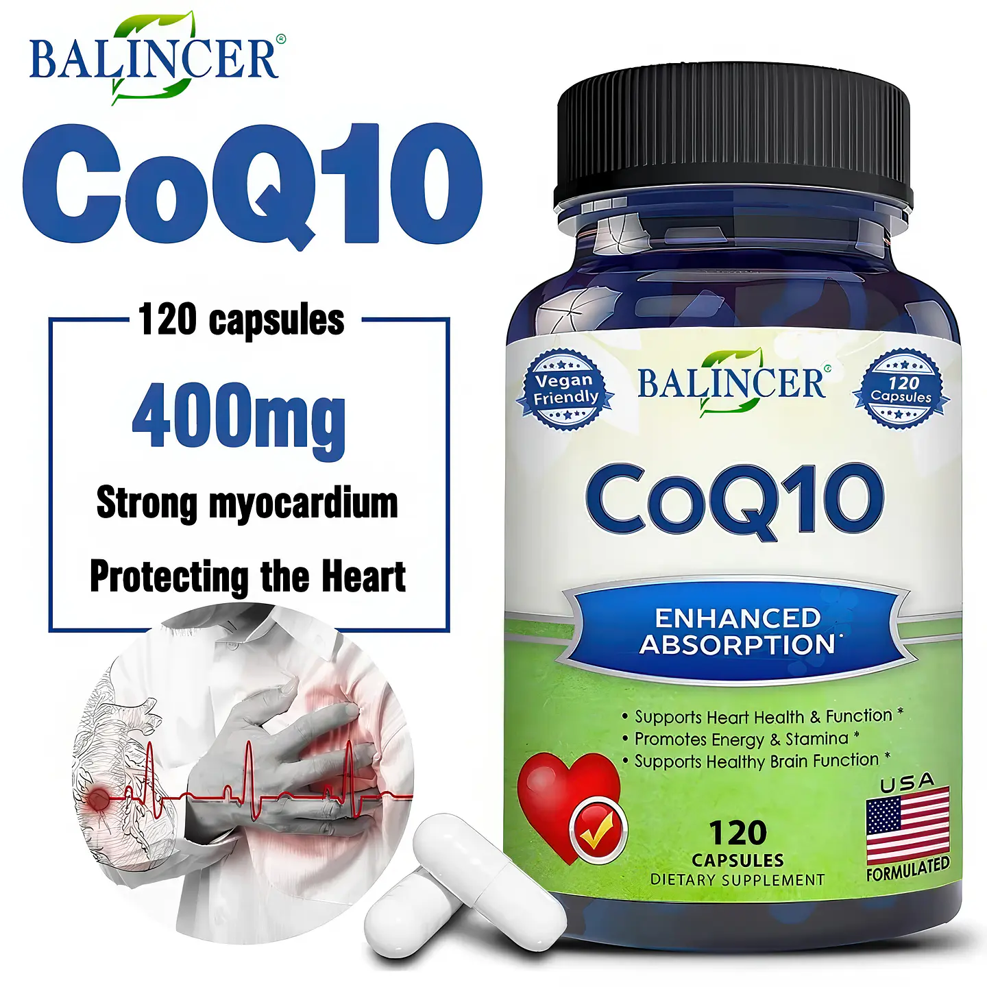 Coenzima Q10 400 mg 120 Cápsulas para Bienestar Díario 6
