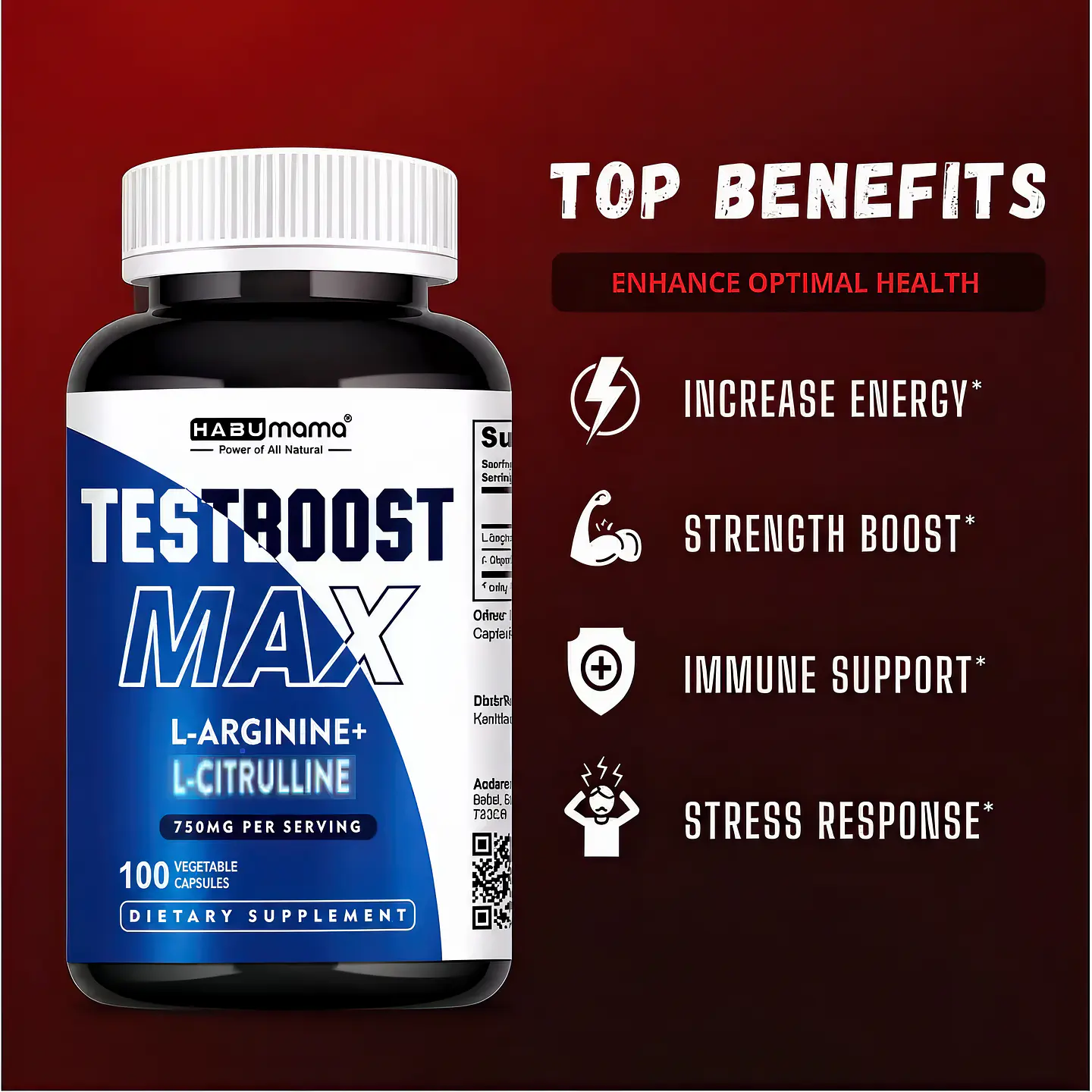 TestBoost-Max L-Arginina L-Citrulina 100 Cápsulas 3